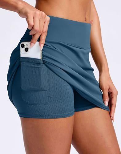 Image of SANTINY Skorts for Women with Pockets High Waisted Golf Skirts with Shorts A Line Athletic Tennis Skirt for Casual Pickleball