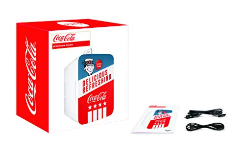 Cooluli K10LGA Mini Fridge Coca-Cola Americana Retro (10 Liter/12 Can)-Portable AC/DC Powered Cooler and Warmer for Cars, Road Trips, Homes, Offices, and Dorms