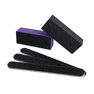 5 Pack Nail File and Buffer Block, Professional Manicure Tools Kits, 100/180 Grit, Black Nail Pedicure File and Sanding Buffing Grinding Plisher File