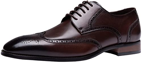 Jousen Men's Dress Shoes Leather Mens Oxfords Business Wingtip Formal Oxford Brogue Retro Derby Dress Shoes For Men(Amy9021A Dark Brown 11.5) #TOP10