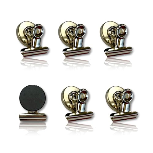 強力【 マグネット付 バインダー クリップ 】シルバー 6個入 磁石 ミニ 小型 耐久 キッチン 冷蔵庫 壁掛け 玄関 キー 鍵 ボード インテリア 掃除 正月 クリスマス 献立 飾り