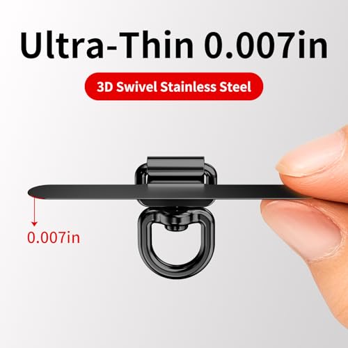 Image of saxsion Phone Tether Tab & Lanyard Tab, 360 Swivel Clip - Ultra Thin Stainless Steel Universal Patch for All Phone Cases