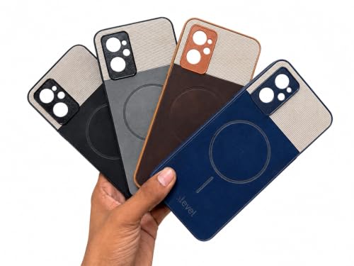 Image of Bintage Dual-Leather Mac Safe Design Phone Case| Soft Touch Finish | Full Camera Protectection Back Cover Compatible for Realme RMX3491 / Realme 9i 4G - Blue & White
