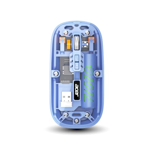 Image of Acer Clearview Wireless Mouse, Dual Mode Bluetooth 5.2 & 2.4GHz, Rechargeable 500mAh Battery, RGB Lighting, 3200 DPI Adjustable, Silent Portable Mouse for Laptop, PC, Mac & Tablet, Blue