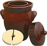 Kerazo K&K Keramik german made fermenting crock pot against white background.