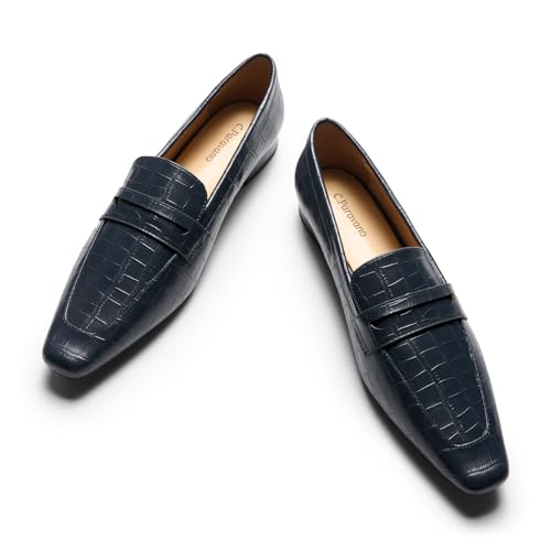 Image of C.Paravano Loafer Women Penny Loafers Flat Shoes for Women Slip On Shoes Crocodile-Embossed