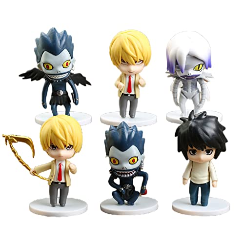 Puruuige 5 unids/set Death Note Figura Q versión Clayman, 4 pulgadas Ryuuku L Light Yagami Figura PVC estatua adornos