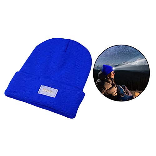 FAKEME Gorro LED Inverno Outono Tricotado Corrida Caminhada Acampamento Caminhada Boné Azul+Gorro LE