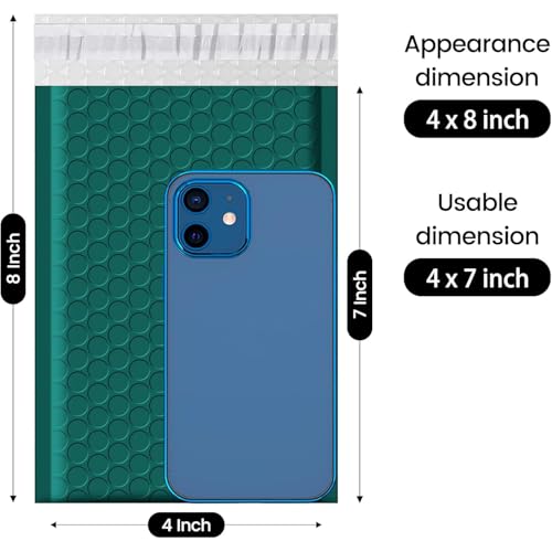 Image of Fuxury Bubble Mailers 4x8 inch 800 Pack Forest Green Bubble Mailer Bulk | Usable Size 4x7 inch Padded Envelopes Waterproof Shipping Envelopes Padded Mailers for Small Business Mailing #000