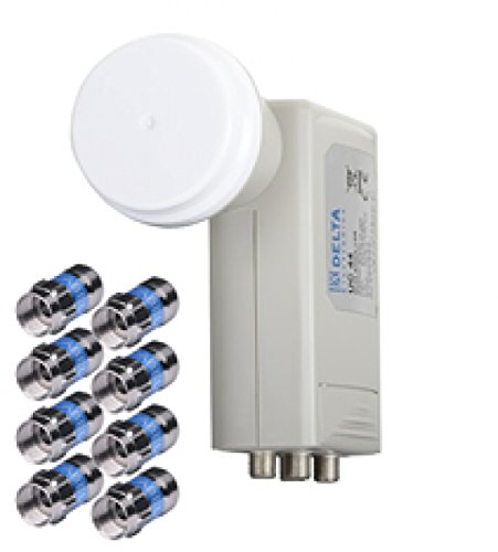 DCT Delta LNB-Set UC 44, Universal Quattro LNB 40 mm Feedhornaufnahme + Cabelcon Self-Install Stecker F-56 4.9 Cover