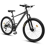 Ecarpat 24 Inch Boys Mountain Bike, Aluminum Frame 21 Speeds Mens Mountain Bike with Disc Brakes and Front Suspension, Sport Bicycle for School Work Short Trip Camping, Summer Gift for Boys and Men