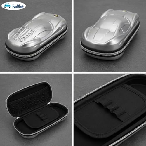 Image of FunBlast Car Design Pencil Case for Kids, Zipper Pencil Pouch for Boys & Girls, School Stationery Organizer, Large Capacity Pen & Pencil Holder, Cute Pencil Box, Birthday Return Gift for Kids (Grey)
