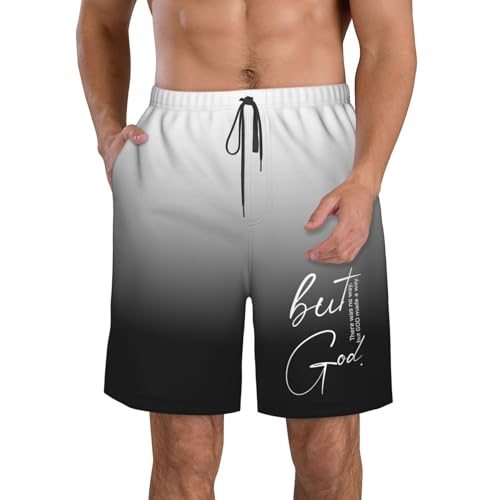 Christian Religious Faith Bible Verse Men's Casual Board Shorts - Elastic Waist Drawstring Swim Trunks,