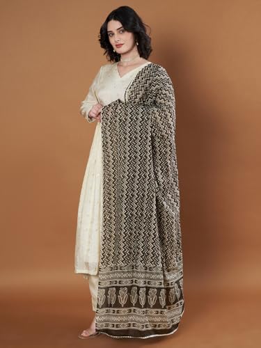Image of Women's Cotton Blend Floral Print Dupatta with 2.20 Meters | Women's cotton printed dupatta with tassels