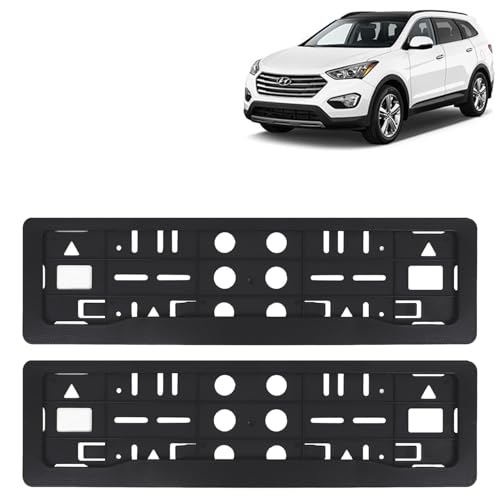 Image of KINGSWAY Santa Fe Car Number Plate Frames for All 2017 to 2020 Models of Hyundai Car Registration Plate Holders, Black Licence Plate Covers (Front and Rear), Universal Size 51.5 x 14.5 cm