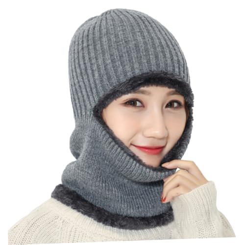 PartyKindom Knitted Caps Neck Warmer for Cycling Outdoor Sports Hat Scarf Accessories Lightweight Breathable Quick Dry Comfortable Face Mask Grey