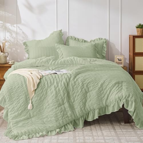 JOLLYVOGUE Sage Green Twin Size Comforter Set, 2 Pieces