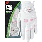 Gkandi Women Golf Gloves Premium Leather With Magnetic Ball Marker Left Right Hand 1 Pack, Extra Grip For Ladies Comfortable Durable Size Small Medium Large (White, Medium (Worn On Left Hand))