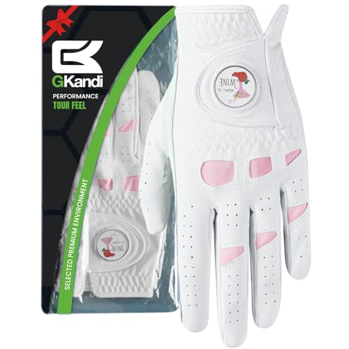 GKandi Women Golf Gloves Premium Leather with Magnetic...