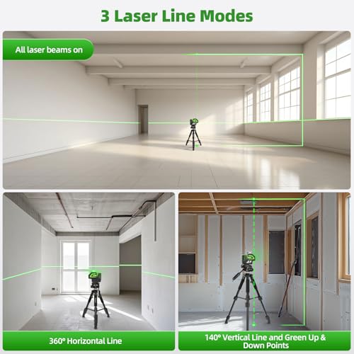 Image of Huepar Self Leveling Laser Level Green Cross Line Laser Tool with 2 Plumb Dots, Fathers Days Dad Gifts-360 Horizontal Line&140 Vertical Level Laser with Up&Down Points -Magnetic Bracket&AA Batteries
