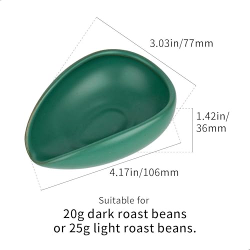 Image of watchget Coffee Beans Dosing Cup Coffee Dosing Tray Ceramic Dose Vessel Loose Leaf Tea Vessel Single Dose Measuring Tray, Dark Green