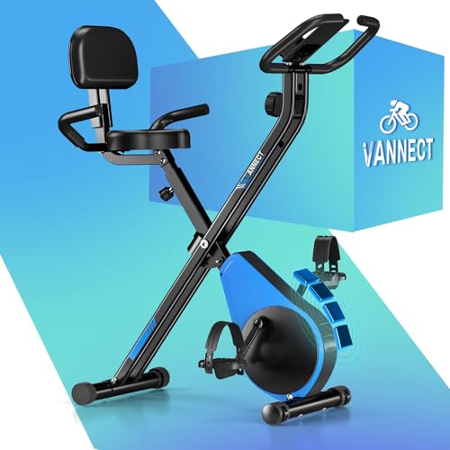 VANNECT Cyclette Pieghevole con Schienale Ergonomico, Cyclette da Casa con