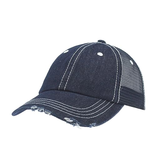 Image of The Vintage Year Distressed Cotton Unstructured Soft Mesh Breathable Adjustable Dirty Wash Dad Hat Trucker Baseball Cap