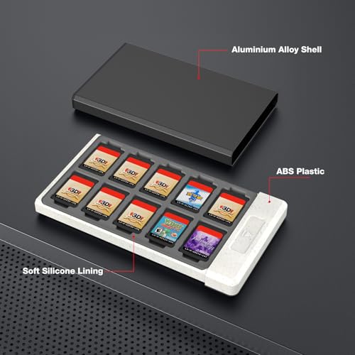 Image of HEIYING Switch Game Card Case for Nintendo Switch /Switch OLED /Switch Lite Game Card or Micro SD Memory Card, Metal Switch Game Holder with 20 Game Card Slots and 20 Micro SD Card Slots