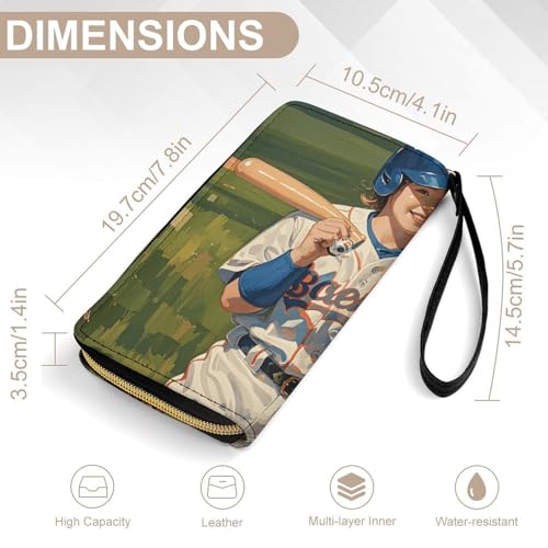 Women Wallets Baseball Leather Wallet for Women Thin Wallet with Zipper Pocket Card Holder2