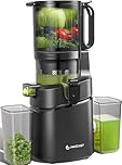 AMZCHEF Cold Press Juicers, 5.8" Self-Feeding Juicer Machines for Whole Vegetable & Fruit, Masticating Juice Easy to Clean, High Juice Yield, Large Auger, Triple Strainers - Black