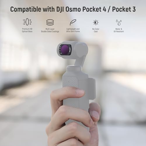 Image of NEEWER Variable ND64-512 Filter Compatible with DJI Osmo Pocket 3 / Pocket 4 / Xtra Muse, HD Magnetic Adjustable ND Filter with 6-9 Limited Stops & 2 Screen Protectors