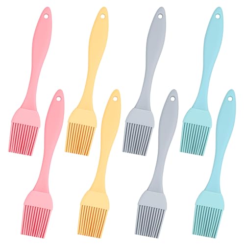 8 Stück Backpinsel Silikon Silikonpinsel Hohe Temperaturbeständigkeit Grill Küche Pinsel Abnehmbar und Leicht zu Reinigen Cake Pinsel Backen Set Bequemer Griff für Backen Grillen Kochen