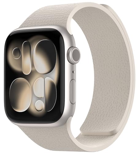 Magnetic Silicone Band Compatible with Apple Watch Band 42mm 41mm 40mm 38mm Series 11 10 9 8 7 6 5 4 3 & SE 3/2/1 Strong Magnetic Clasp Waterproof & Adjustable (Starlight)