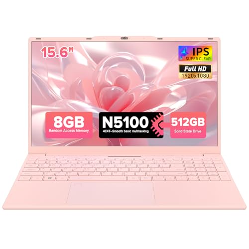 Auusda Student Pink Laptop 4-core N5100 Processor (GB 512.0)