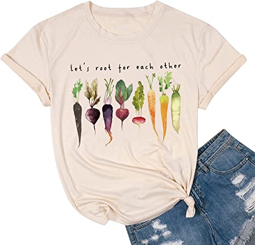 Let's Root for Each Other Plants Shirt for Women Novelty Vegetable Graphic Gardening Tees Funny Plant Lover T-Shirt