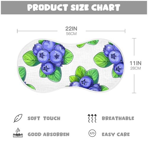 xigua Blueberries Muslin Baby Burp Cloths Set of 1, Super Soft & Absorbent Burping Rags, Cotton Burp Clothes Shower Gift for Newborn, Baby Girls and Boys4