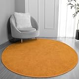 FlyDOIT Round Area Rugs for Bedroom Living Room, 4x4 Orange Super Soft Comfy Thickened Memory-Foam Indoor Circle Carpets, Modern Aesthetic Minimalist Carpet for Boys Girls Adults Nursery Home Décor