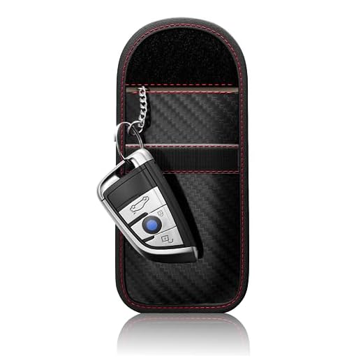 FoilsAndMore Keyless Go skydd bilnyckel fodral RFID radionyckel avskärmning nyckelväska nyckelfodral nyckelfodral kolsvart röd