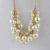 Collar de Perlas Blancas con joyería de Cadena de clavícula para niña de Moda 45 CM