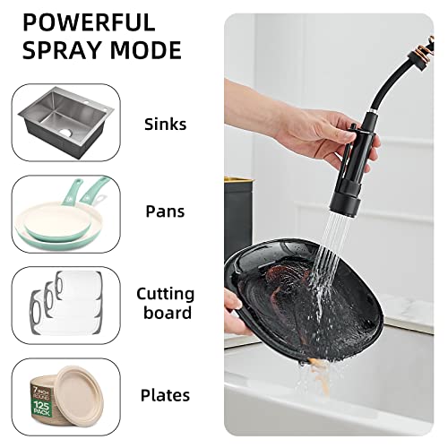 Matte Black Kitchen Faucet Aimadi - Commercial Kitchen Faucets Single Handle Single Hole Spring Rose Gold Kitchen Faucet With Pull Down Sprayer Black #TOP3