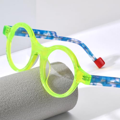 Image of HEPIDEM Multicolor Acetate Glasses Frame Women,Oversize Round Optical Eyeglasses 9345
