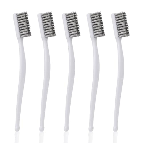 5uds Cepillo de Alambre Limpieza, 18cm Largo Acero Inoxidable Wire Brush Cerdas Reforzadas Cepillo Alambre Mini para Cocina Soldadura Industrial Escoria Tallado Nogal Eliminación de Óxido