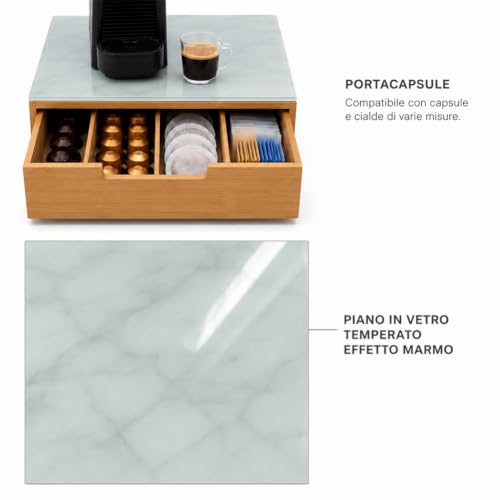 BAKAJI Kapselhalter mit Schublade für Kapseln Nescpresso Dolcegusto Modomio Caffe Lavazza Teebeutel Zucker aus Bambusholz (31… – Ansicht 6