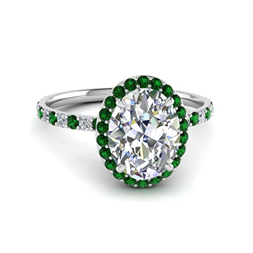Image of Choose Your Gemstone Oval Halo Ring 925 Sterling Silver Oval Shape Halo Engagement Rings Gemstone Wedding Promise Gift Casual Wear Party Wear Daily Wear Office Wear US Size 4 to 12