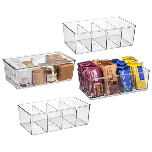 ClearSpace Pantry Organization and Storage Bins with Removable Dividers & Lids – Perfect Pantry Organizers or Kitchen Organization – Refrigerator Organizer Bins, Cabinet Organizers, 4 Pack by ClearSpace - Used condition - US$35.82