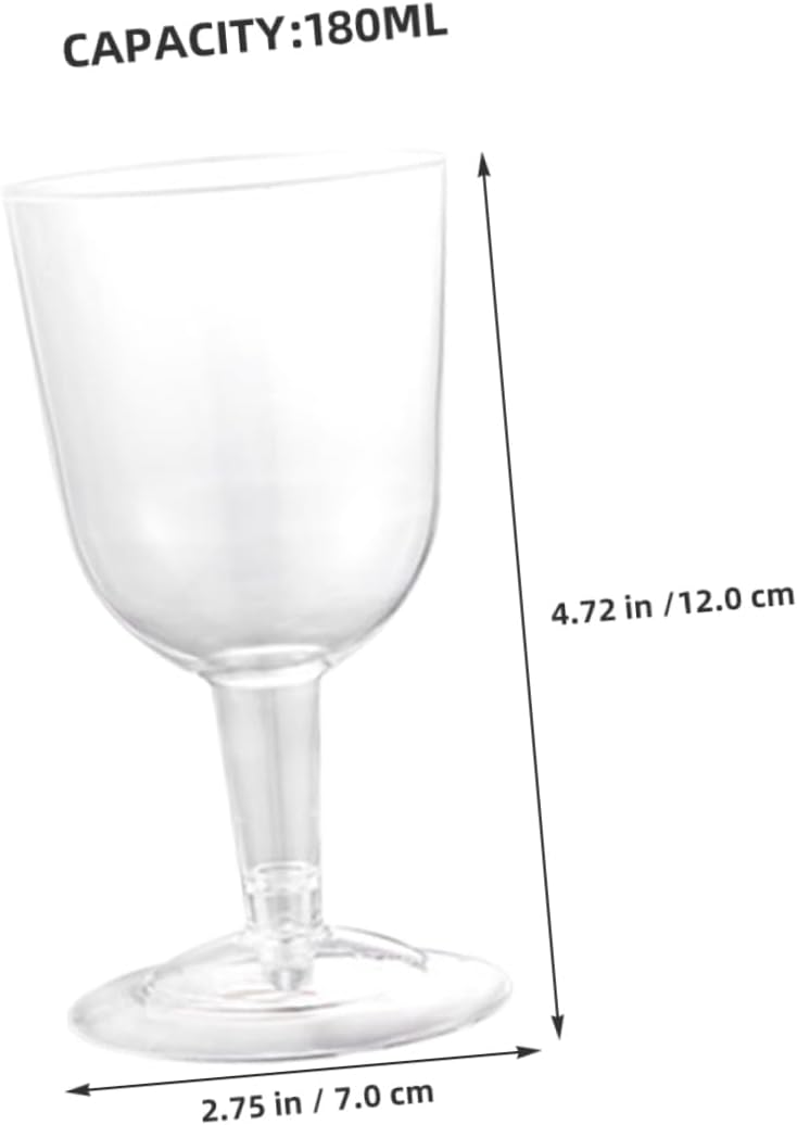 48Pcs Clear Plastic Wine Goblet Reusable Detachable Bottom Cocktail Cups for Parties Elegant Party Drinkware for Wine