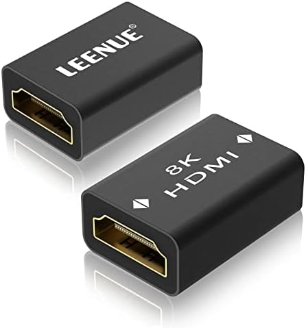 LEENUE HDMI Coupler 8K, 2.1 HDMI Female to Female Adapter 3D 4K for HDTV, PC, Monitor 2 Pack