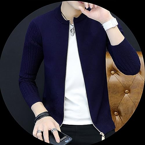 JEsilunmaMY Mens Slim Zipper Cable Knit Cardigan Long Sleeve Crew Neck Sweater Coat Solid Color Casual Fall Cardigan Knitwear2