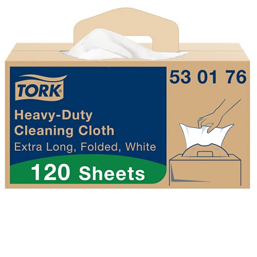 Tork Heavy-Duty Cleaning Cloth White W7, One-at-a-Time Dispensing, 1 x 120 Cloths, 530176