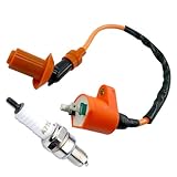 Jewkot 2 PCS Car Ignition Coil Spark Plug, GY6 50cc-90cc/110cc/125cc/150cc Four-stroke Engine High-voltage Ignition Coil, Safe Travel Accessories, for Cars, Motorcycles, Off-road Vehicles (Orange)